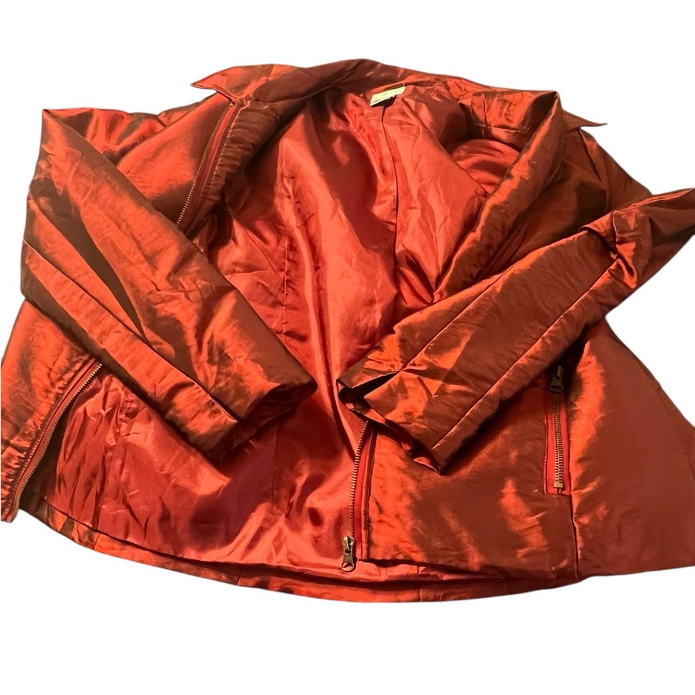 Chico's Red Shimmer Zip-Up Jacket Size M
